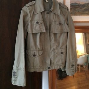 J Crew Olive Green short cotton trench